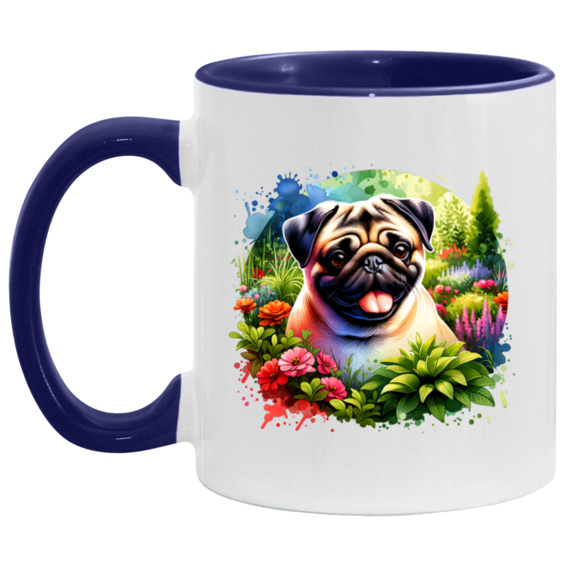 Pug in Garden Mugs