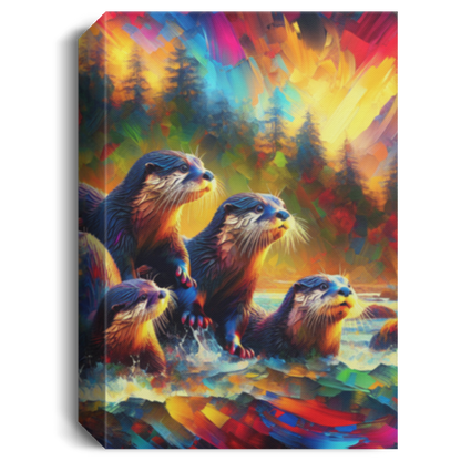 River Otters at Sunset - Canvas Art Prints