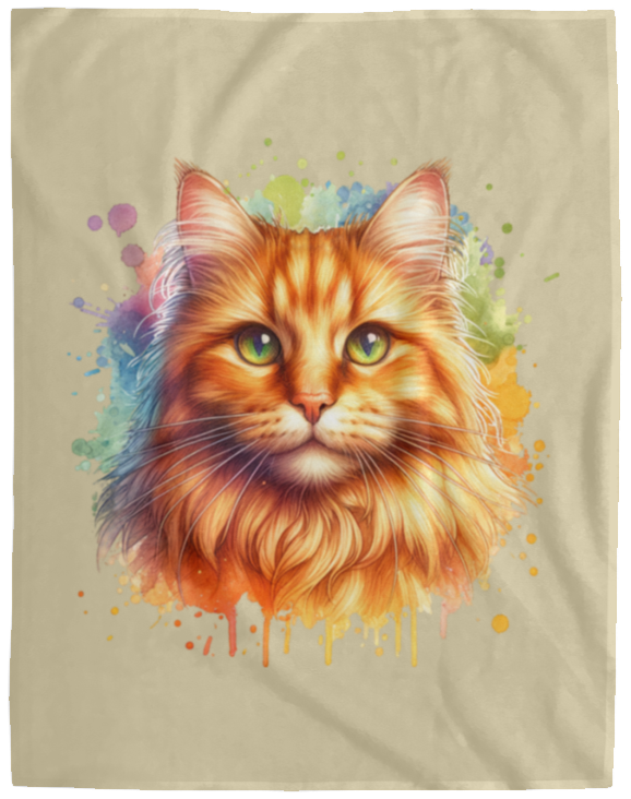 Orange Tabby Cat Fleece Blankets