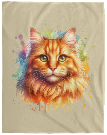 Orange Tabby Cat Fleece Blankets