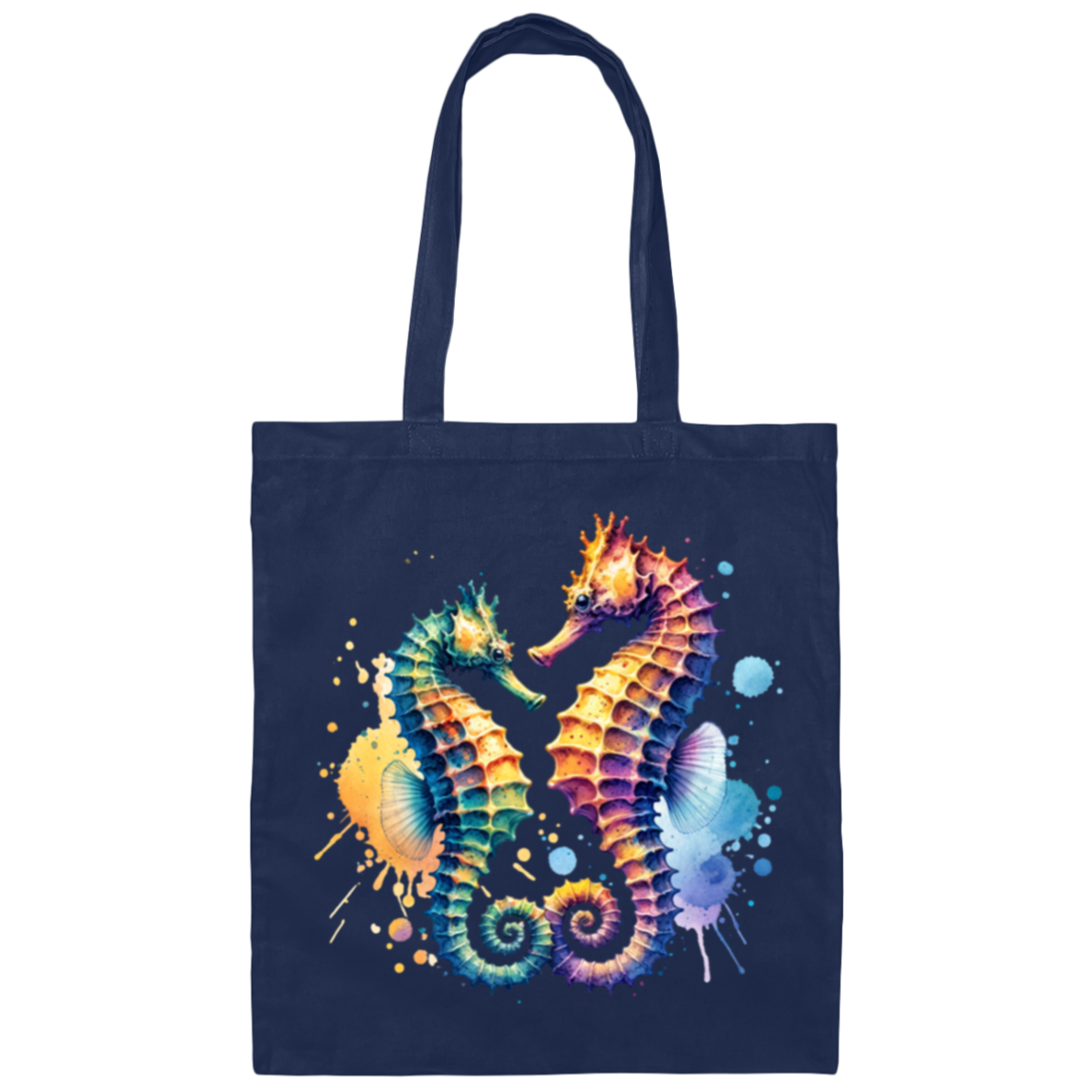 Watercolor Seahorses Canvas Tote Bag