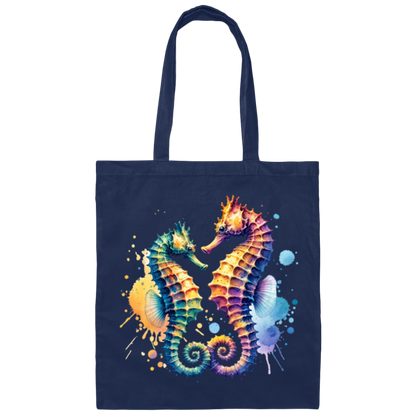 Watercolor Seahorses Canvas Tote Bag