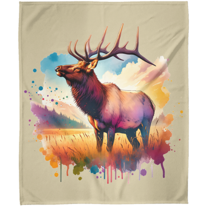 Roosevelt Elk in Field Fleece Blankets