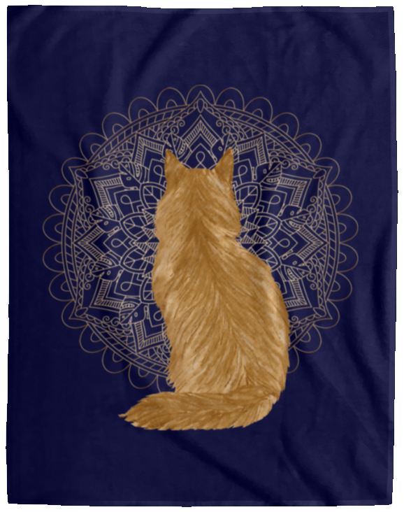 Zen Cat - Longhair Orange Fleece Blankets