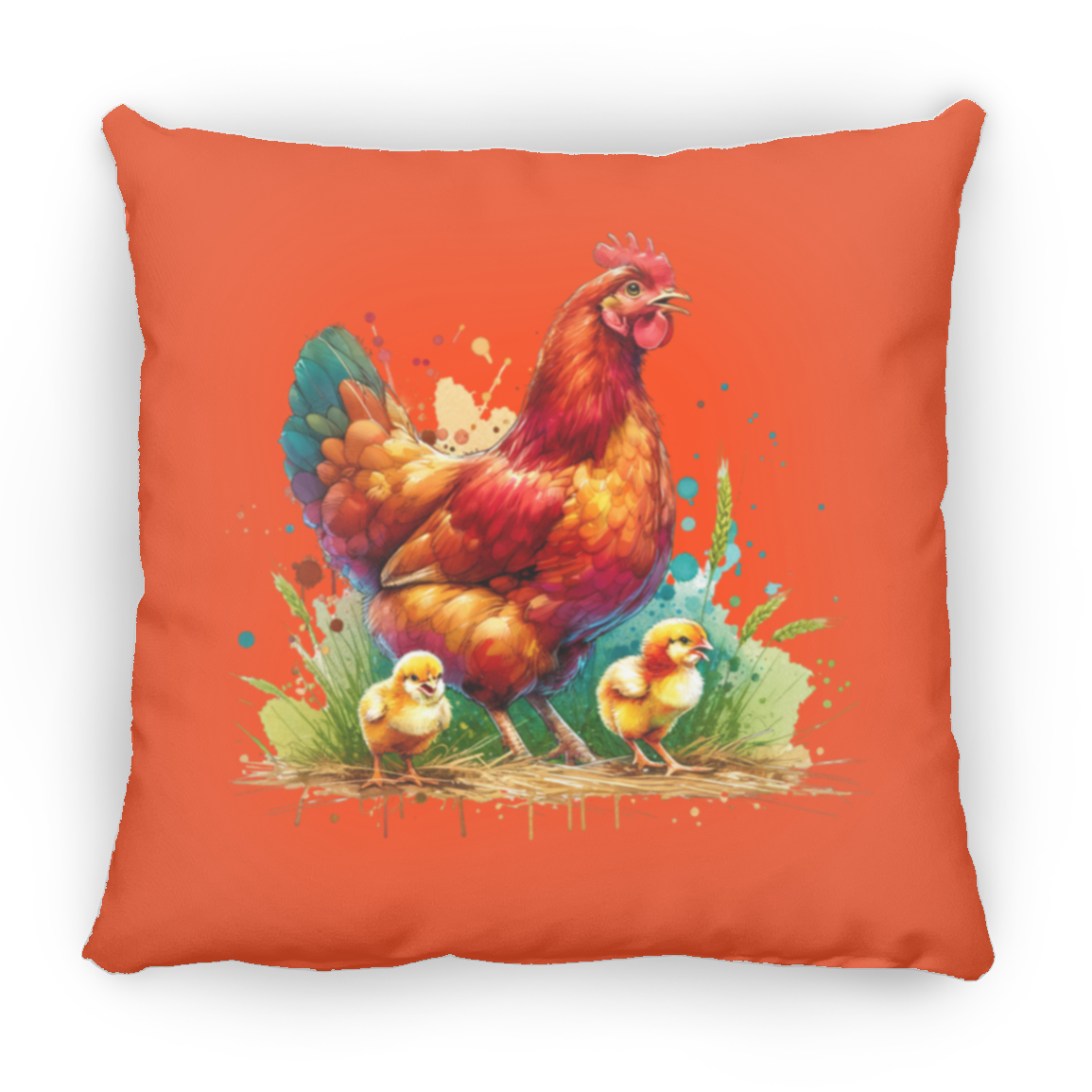 Rhode Island Red Hen with Chicks - Pillows