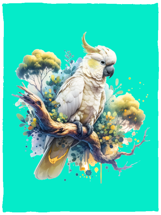 Cockatoo in Tree Fleece Blankets