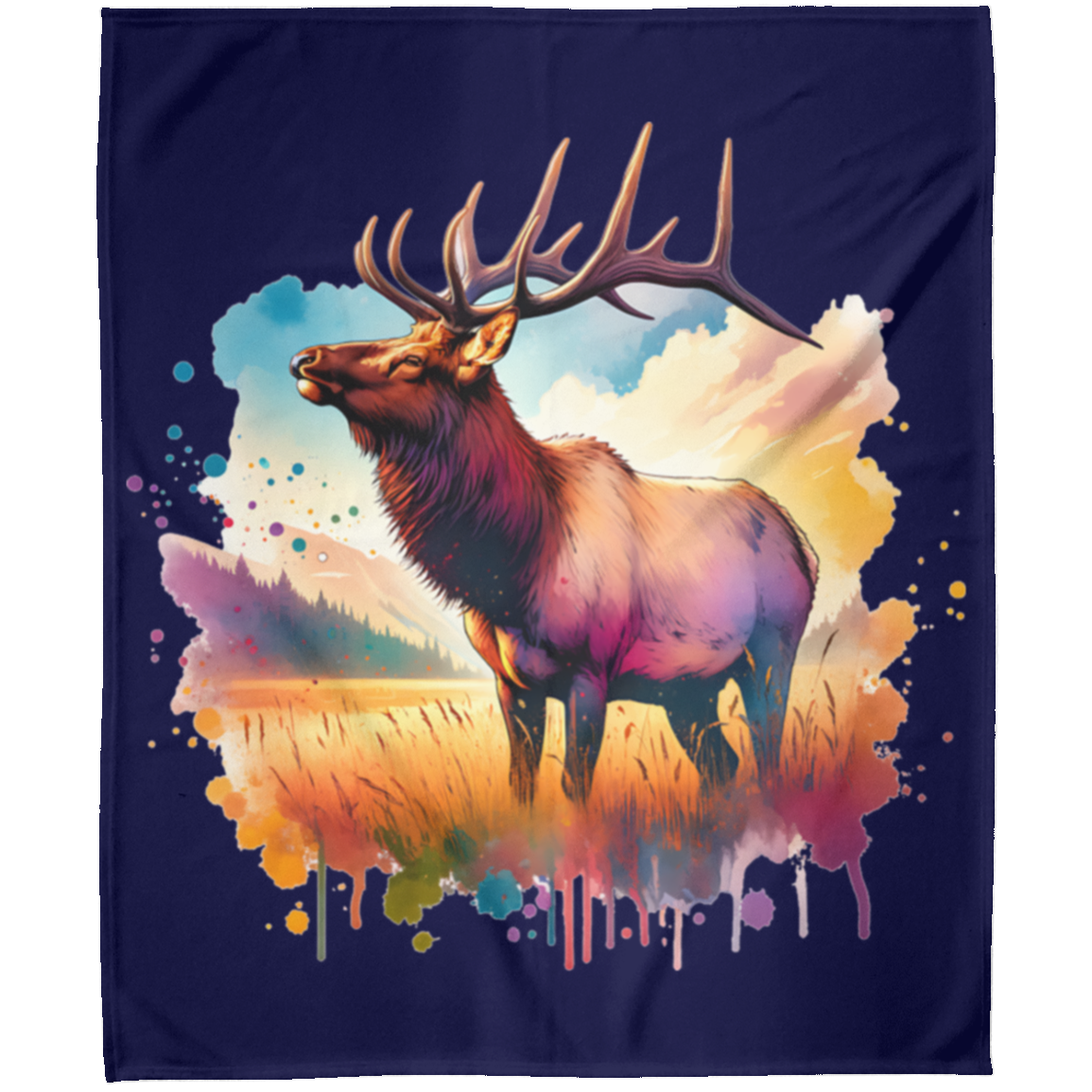 Roosevelt Elk in Field Fleece Blankets