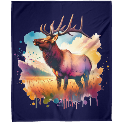 Roosevelt Elk in Field Fleece Blankets