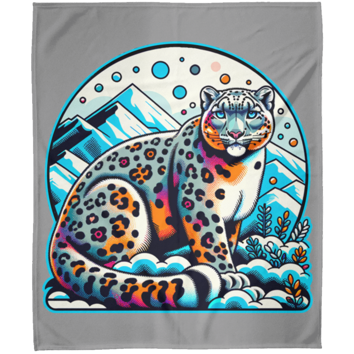 Snow Leopard Graphic Fleece Blankets