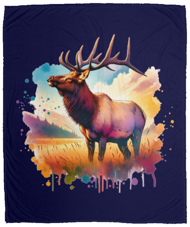 Roosevelt Elk in Field Fleece Blankets