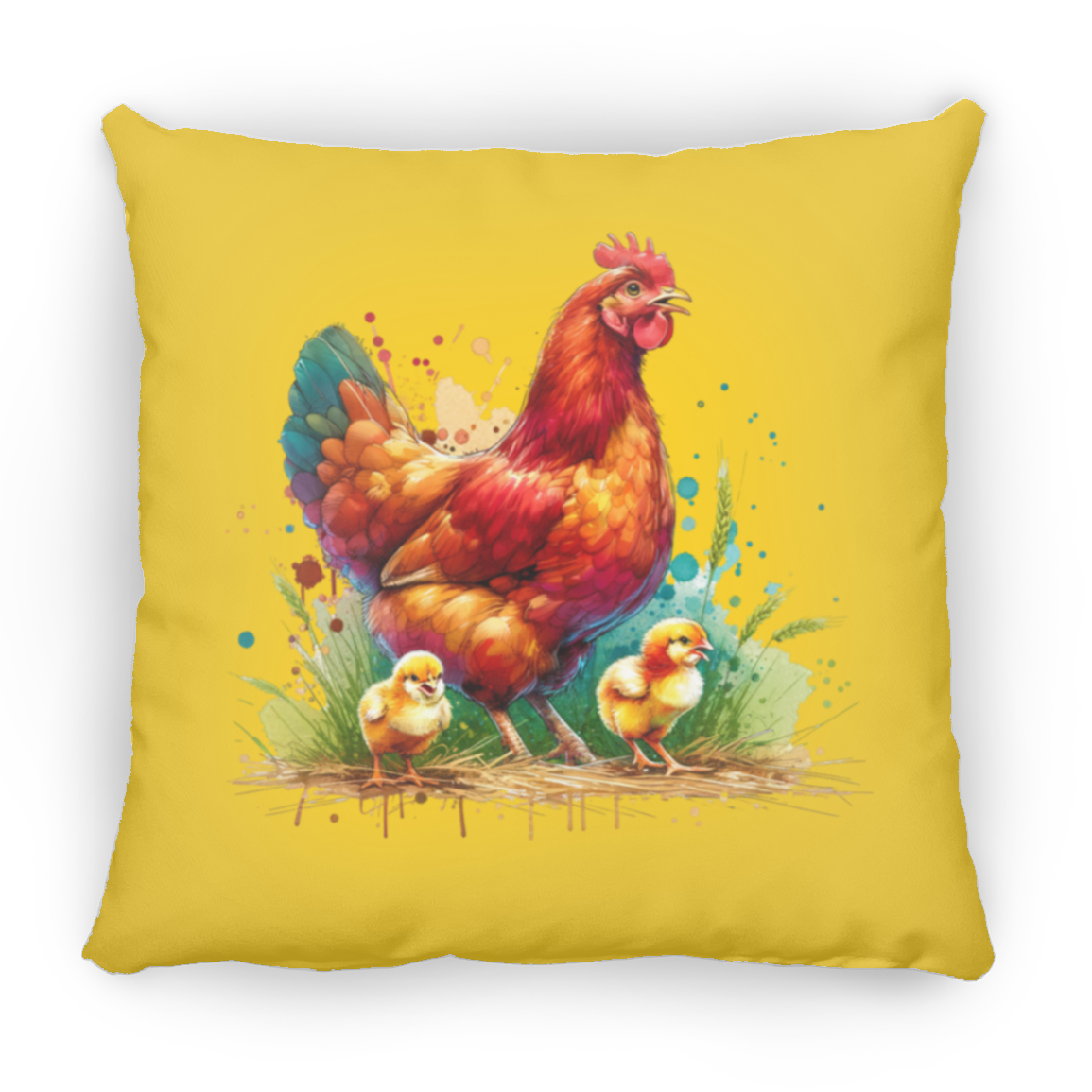 Rhode Island Red Hen with Chicks - Pillows