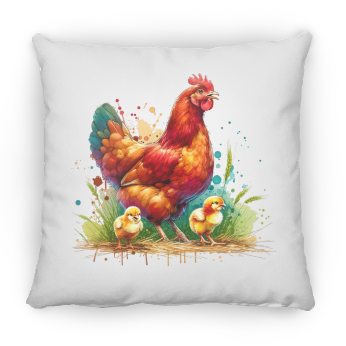 Rhode Island Red Hen with Chicks - Pillows