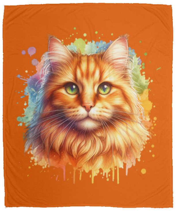 Orange Tabby Cat Fleece Blankets