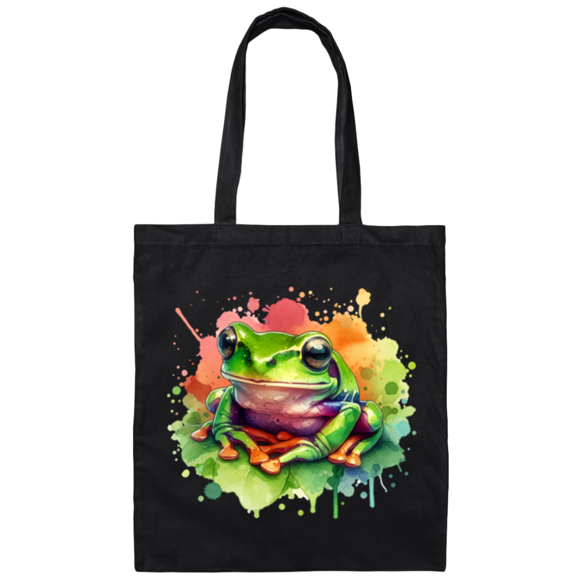 Watercolor Treefrog Canvas Tote Bag