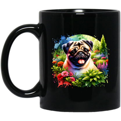 Pug in Garden Mugs