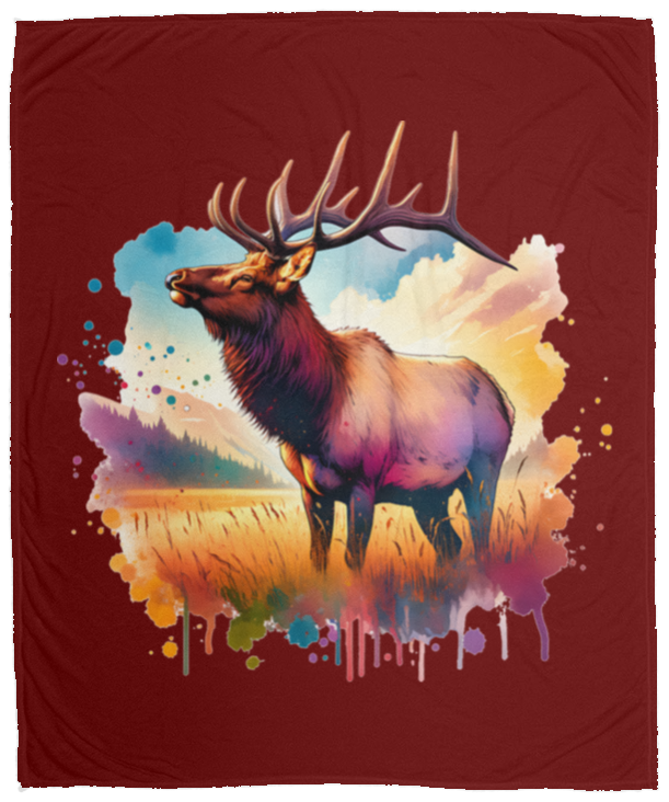 Roosevelt Elk in Field Fleece Blankets