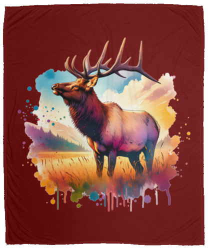 Roosevelt Elk in Field Fleece Blankets