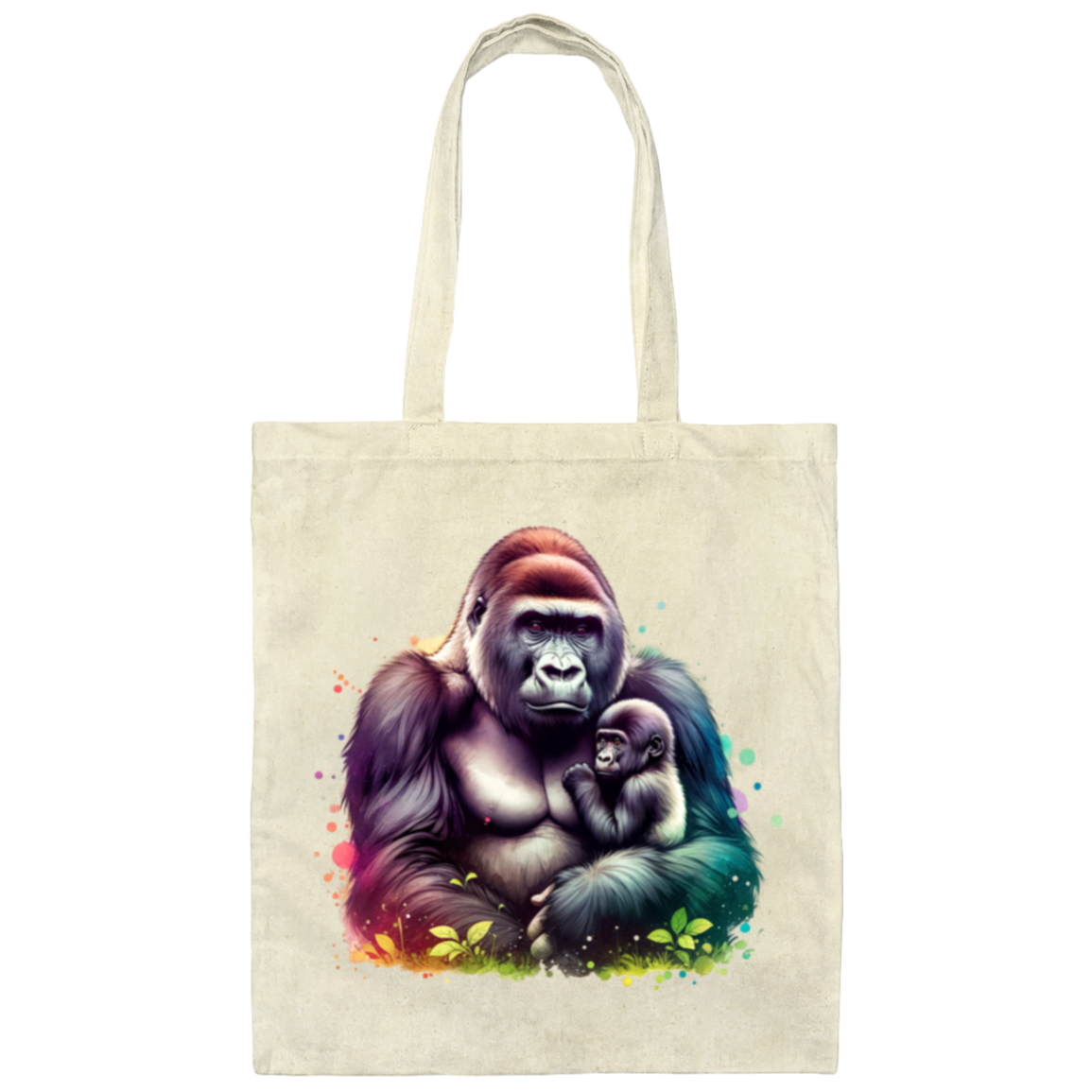 Female Silverback Gorilla with Child - Canvas Tote Bag