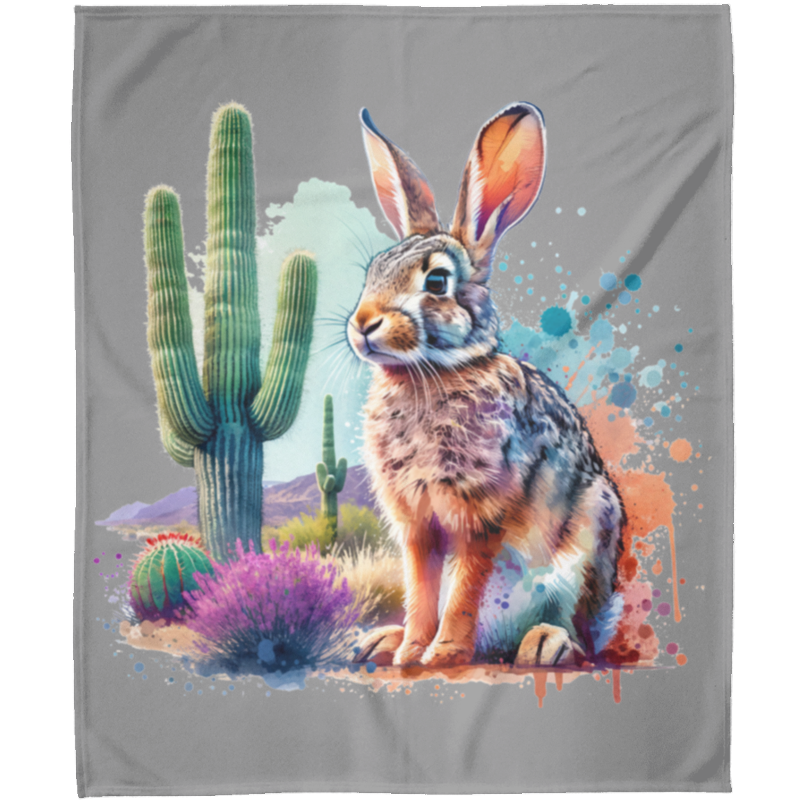 Jackrabbit with Saguaro Fleece Blankets