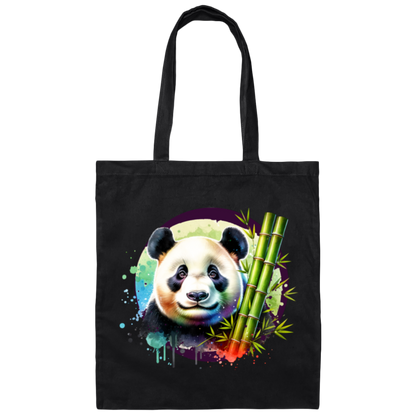 Panda with Bamboo Canvas Tote Bag