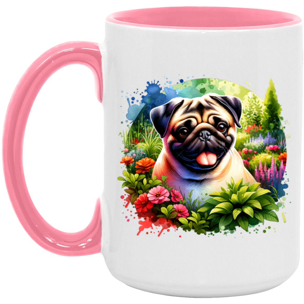 Pug in Garden Mugs