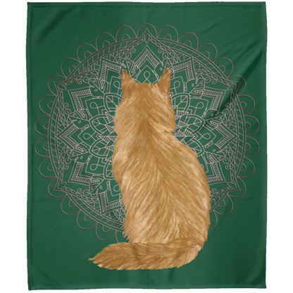 Zen Cat - Longhair Orange Fleece Blankets