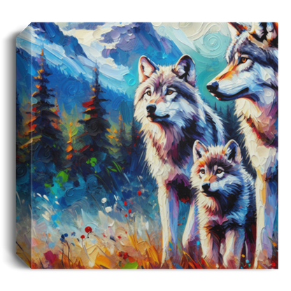 Gray Wolf Family - Canvas Art Prints