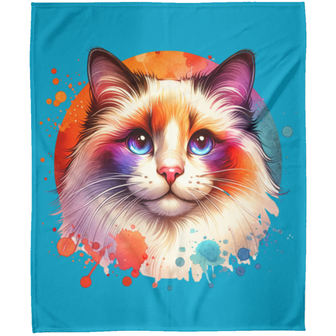 Longhair Tortie Point Cat Fleece Blankets