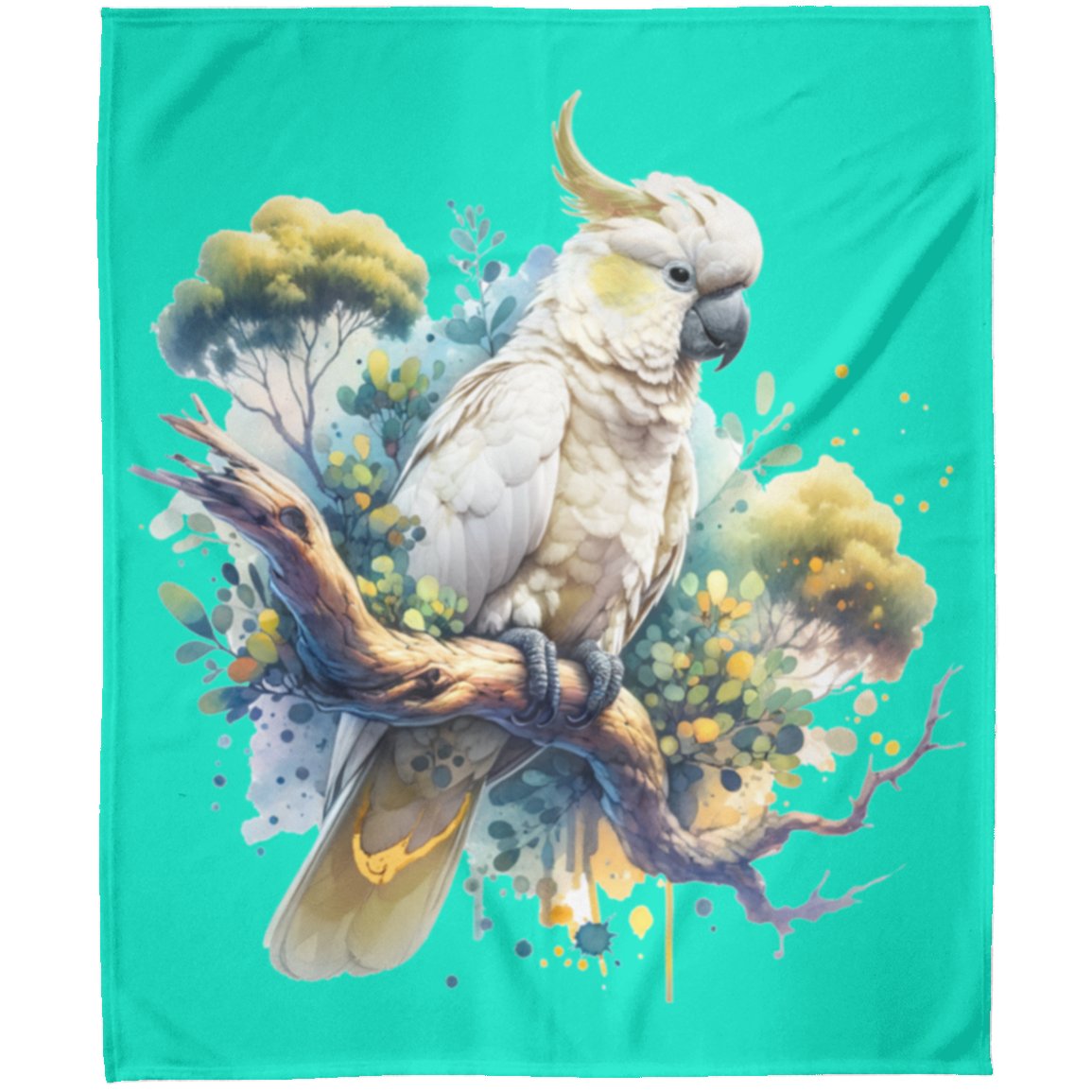 Cockatoo in Tree Fleece Blankets