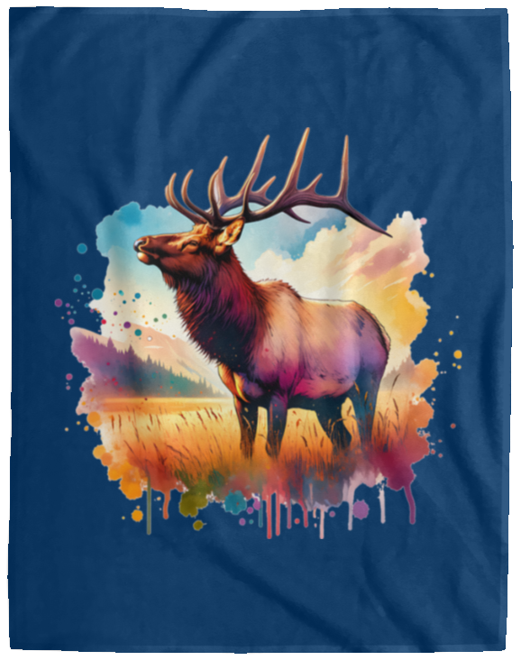 Roosevelt Elk in Field Fleece Blankets