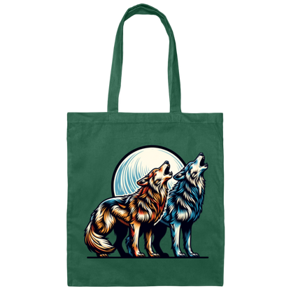 Wolf Pair Howling Canvas Tote Bag