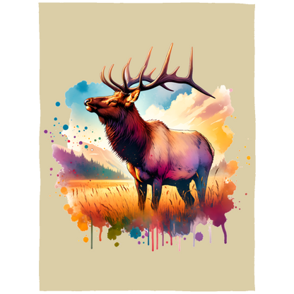 Roosevelt Elk in Field Fleece Blankets