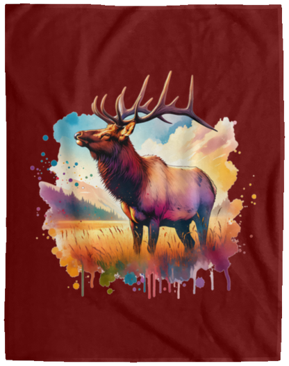 Roosevelt Elk in Field Fleece Blankets