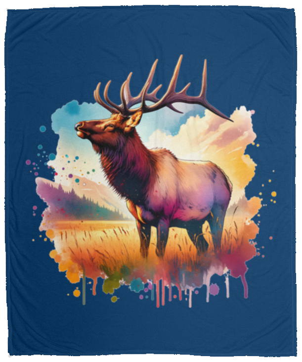 Roosevelt Elk in Field Fleece Blankets