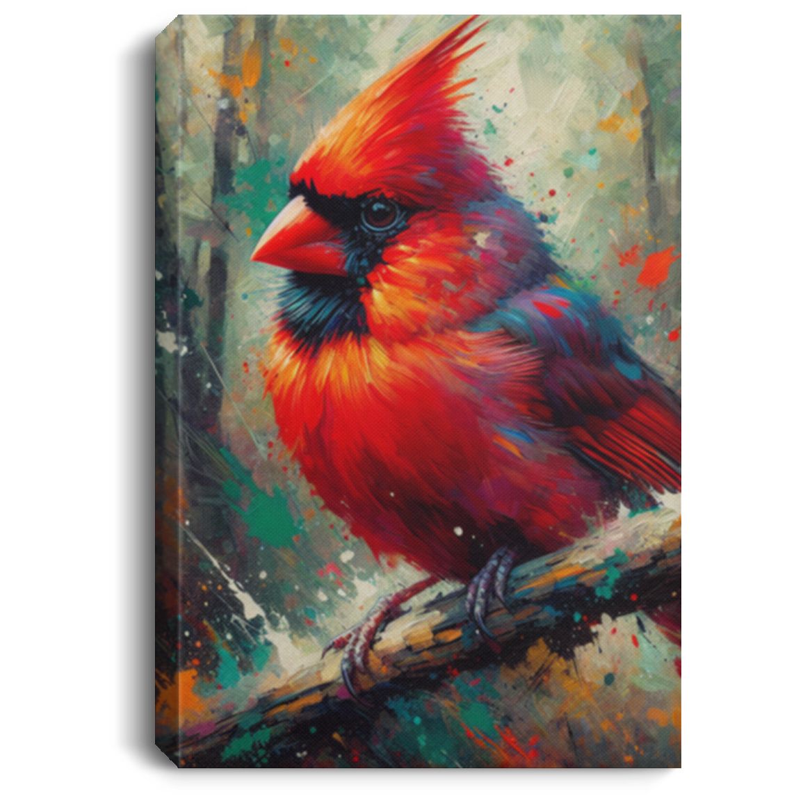 Cardinal in Forest - Canvas Art Prints