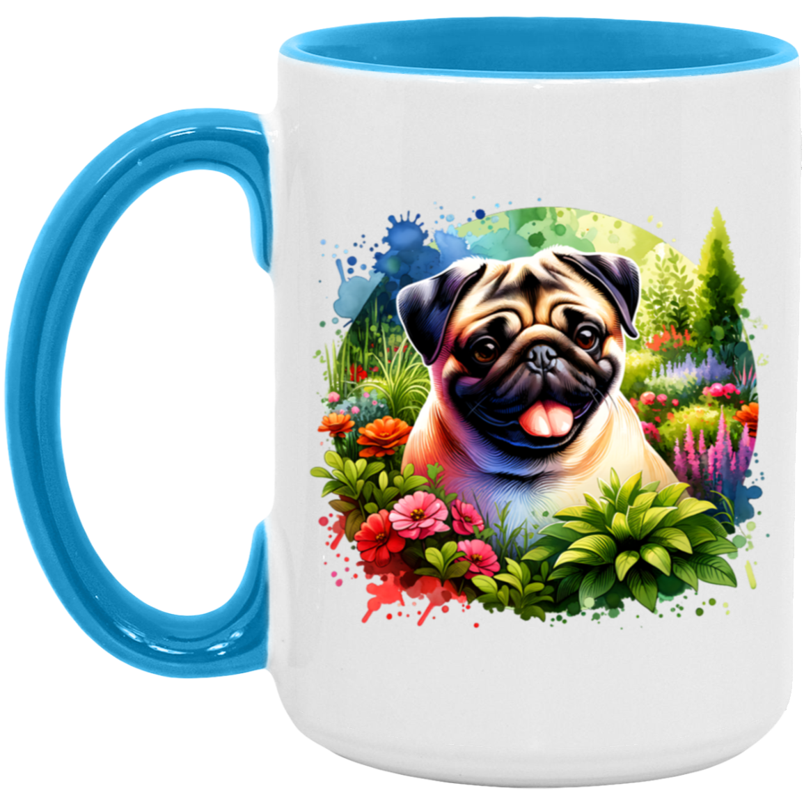 Pug in Garden Mugs