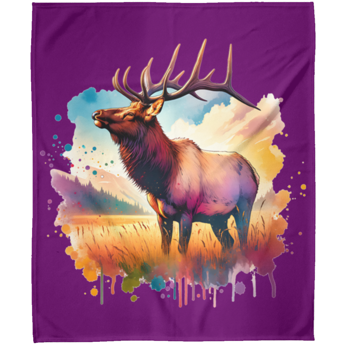 Roosevelt Elk in Field Fleece Blankets