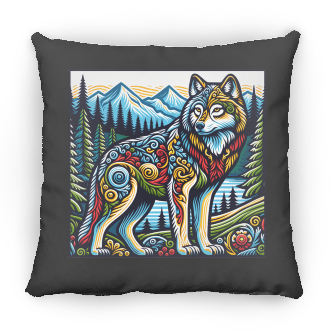 Folk Art Wolf - Pillows