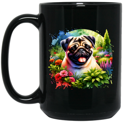 Pug in Garden Mugs