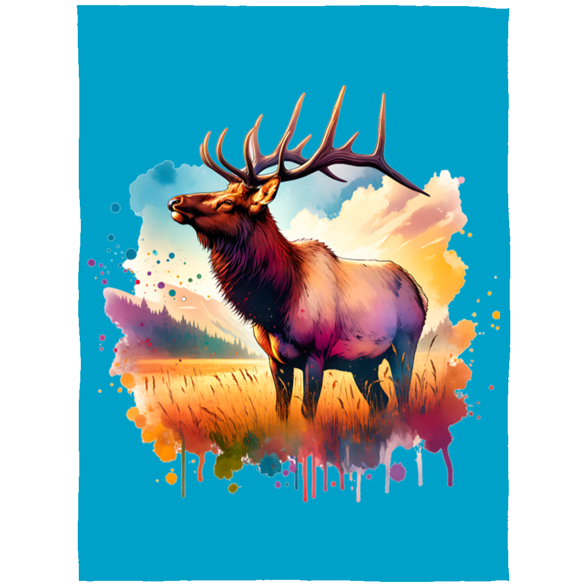 Roosevelt Elk in Field Fleece Blankets