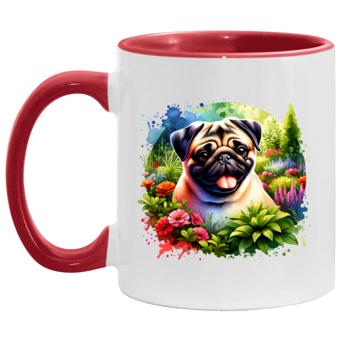 Pug in Garden Mugs