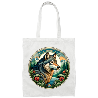 Wolf, Art Nouveau Style Canvas Tote Bag