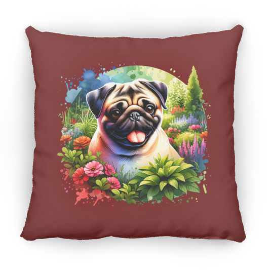 Pug in Garden Pillows