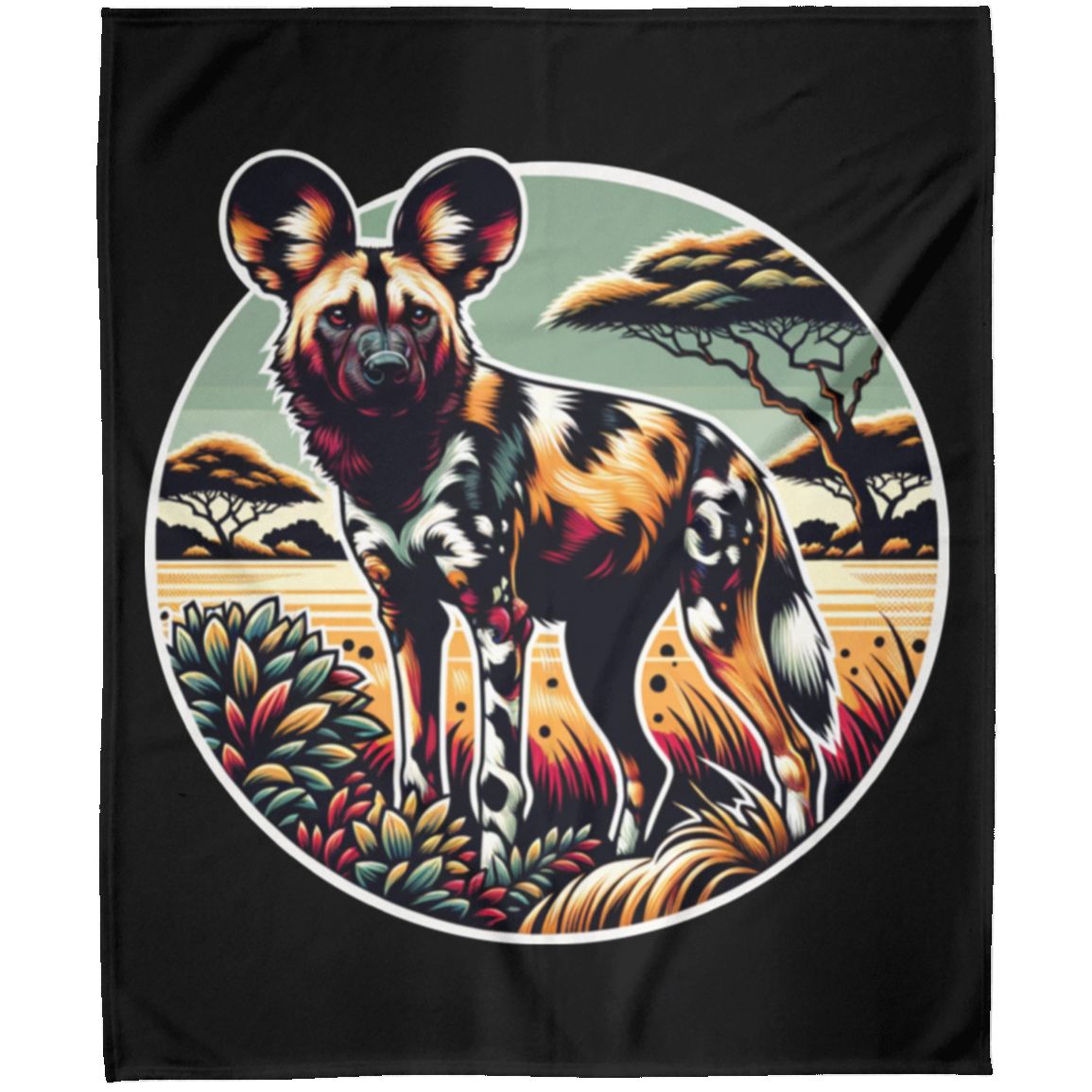 African Wild Dog Graphic Fleece Blankets