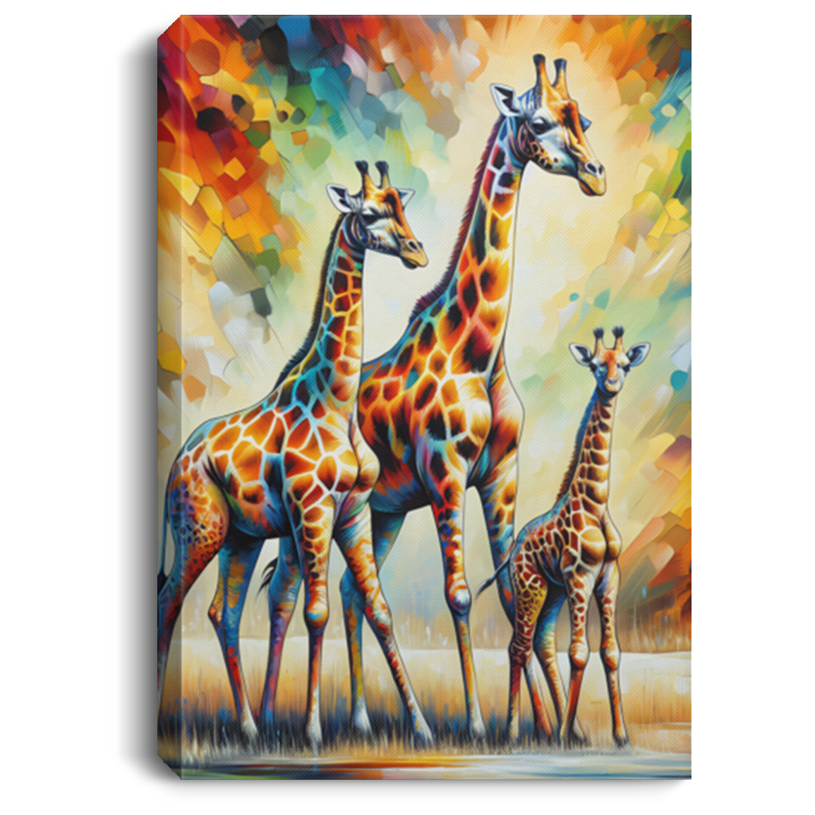 Giraffe Family on Savannah Canvas Art Prints
