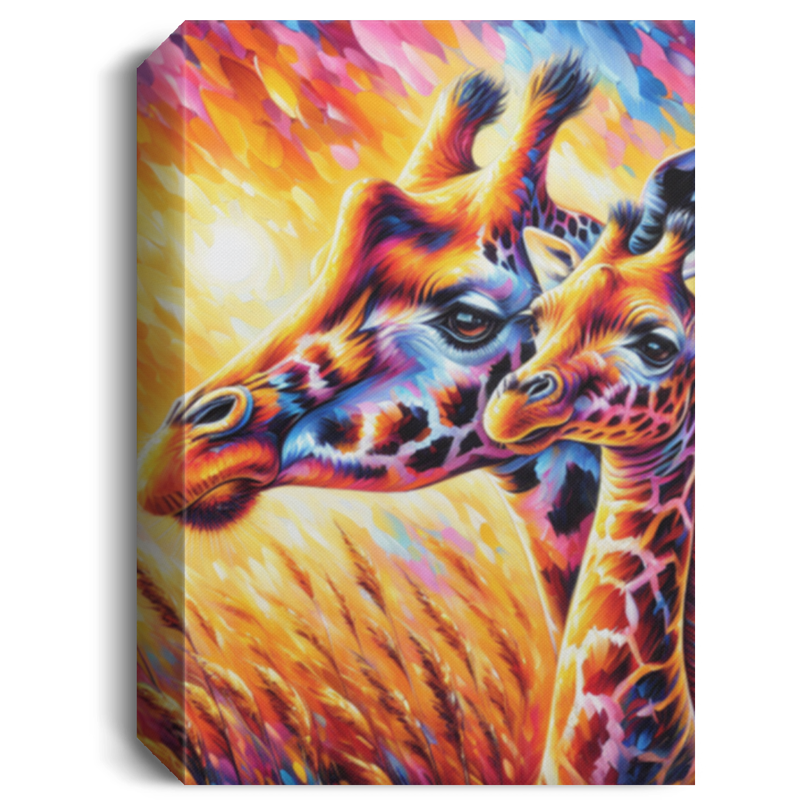 Giraffe with Young - Canvas Art Prints