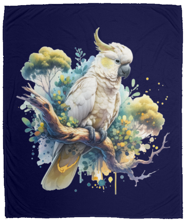 Cockatoo in Tree Fleece Blankets