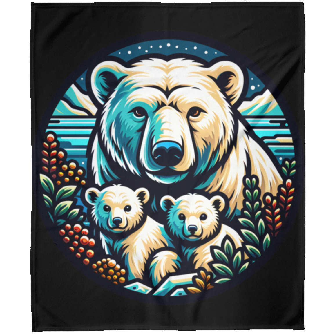 Polar Bear Circle Fleece Blankets