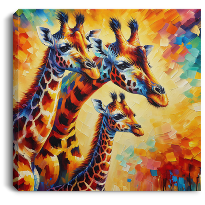 Giraffe Family Portrait Canvas Art Prints