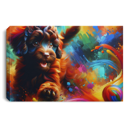 Brown Poodle Playing - Canvas Art Prints